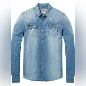 Scotch and Soda Denim Button Down Chambray Western Unisex Large